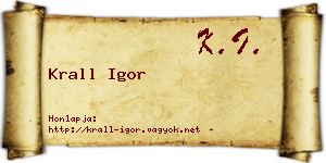 Krall Igor névjegykártya